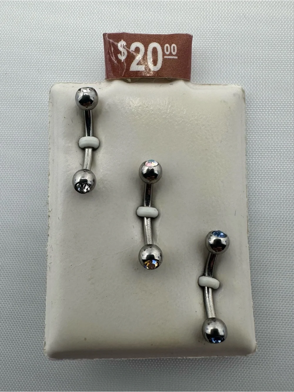 New 16G Eyebrow Barbell Set – Iridescent Trio (Set of 3)